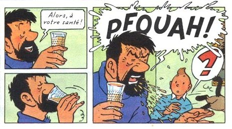 Involutary commitment device, from Tintin et les Picaros.
