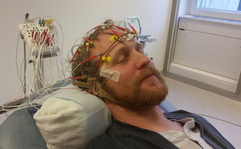 Man undergoing an EEG