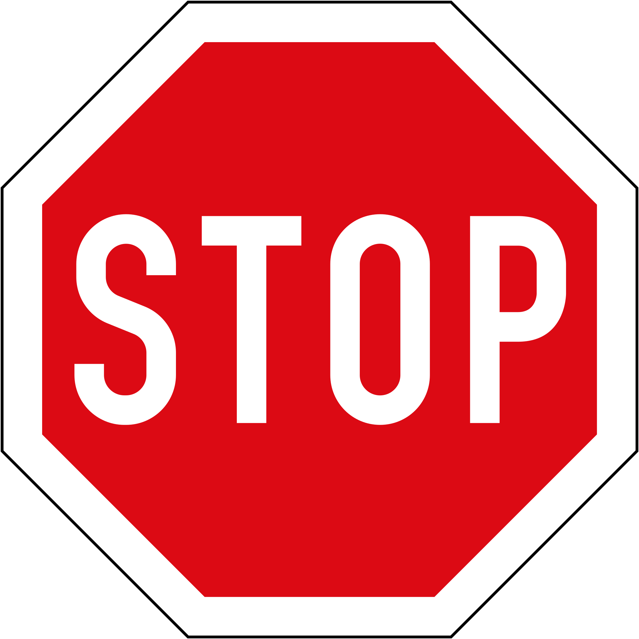 The familiar Stop sign (B2a) as defined by the Vienna Convention on Road Signs and Signals